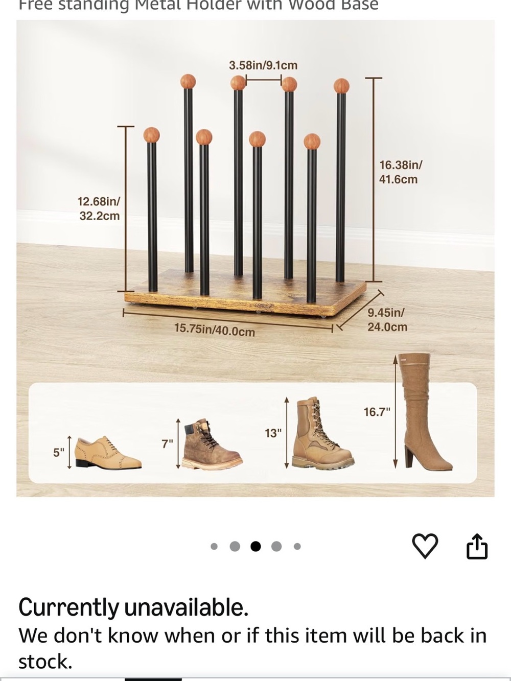 Cedar Wood & Black Metal Shoe Rack Organizer - Multipurpose Home Storage